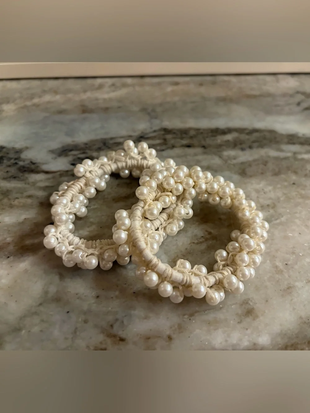 Pearl hair ties (two)